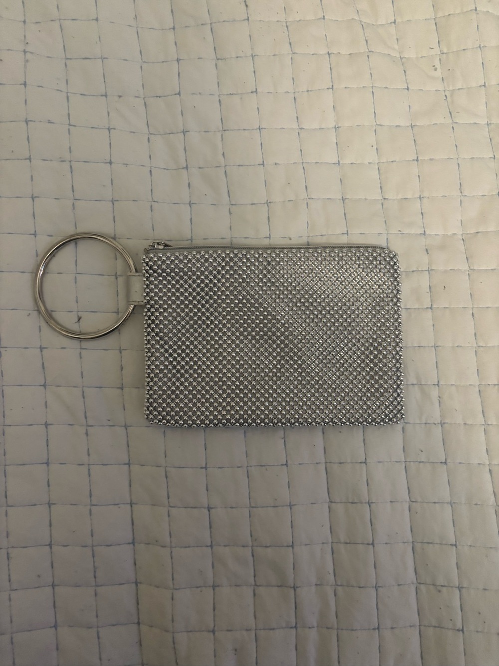 Silver Metallic Wristlet Key Pouch